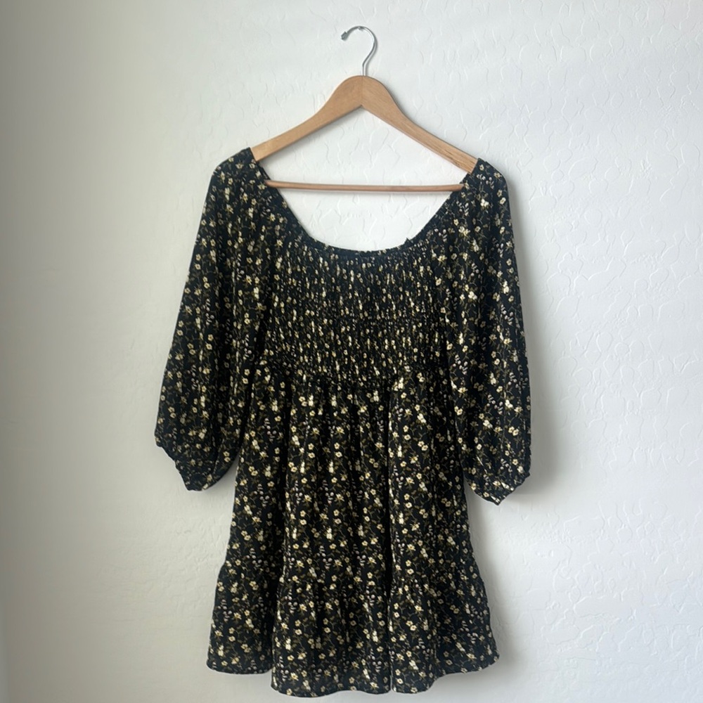 Floral Black Mini Dress